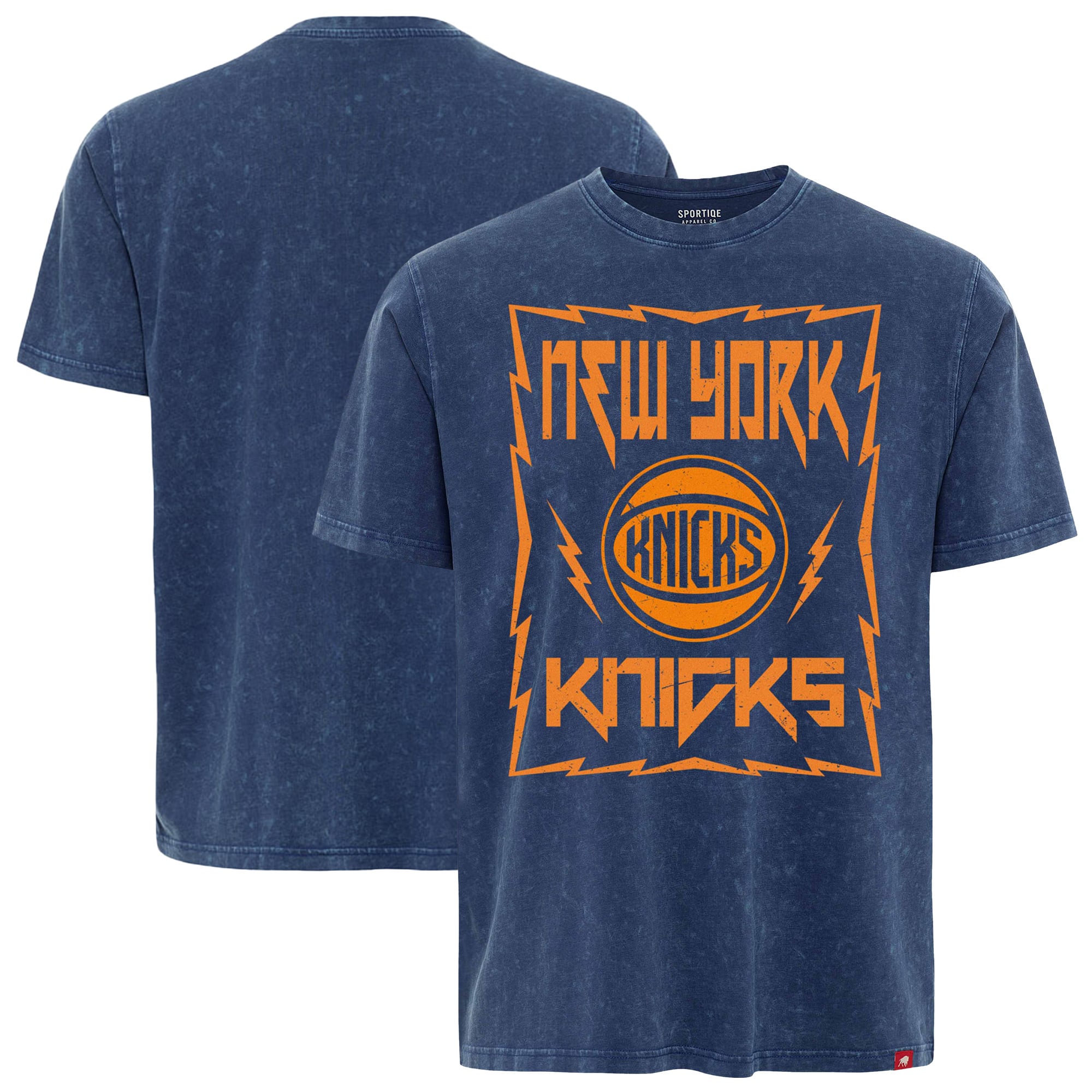 Men's Sportiqe Blue New York Knicks Distressed Rock & Roll Collection Angus Premium Mineral Wash T-Shirt